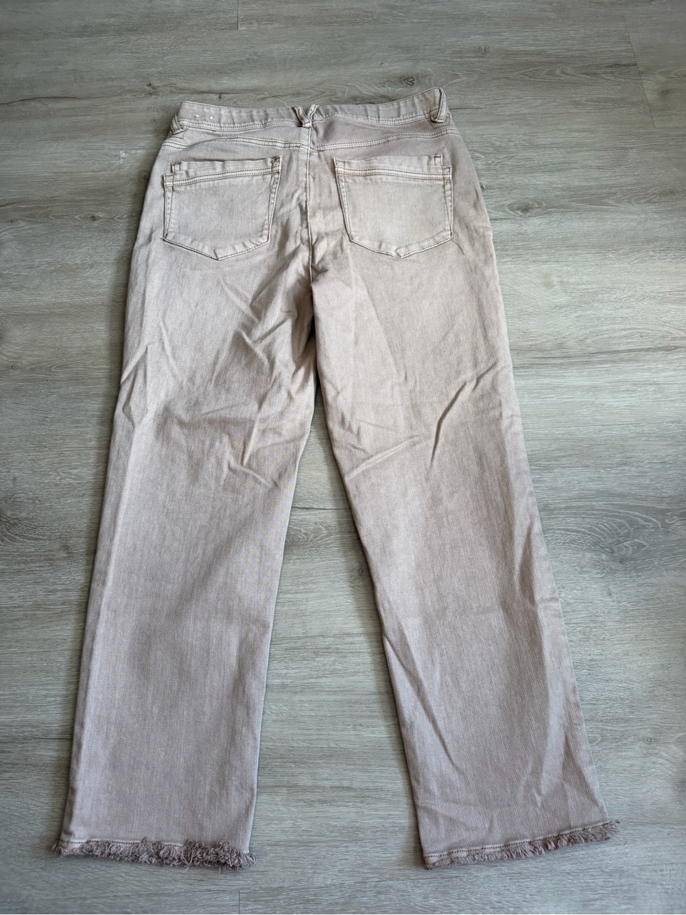 Democracy AB Technology straight leg Ankle Jeans Tan Khaki Raw Hem SZ 10 - Picture 5 of 6